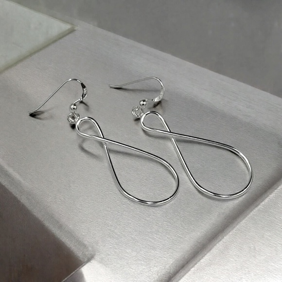 925 Sterling Silver Twist Dangle Earrings! NEW! - Picture 3 of 3